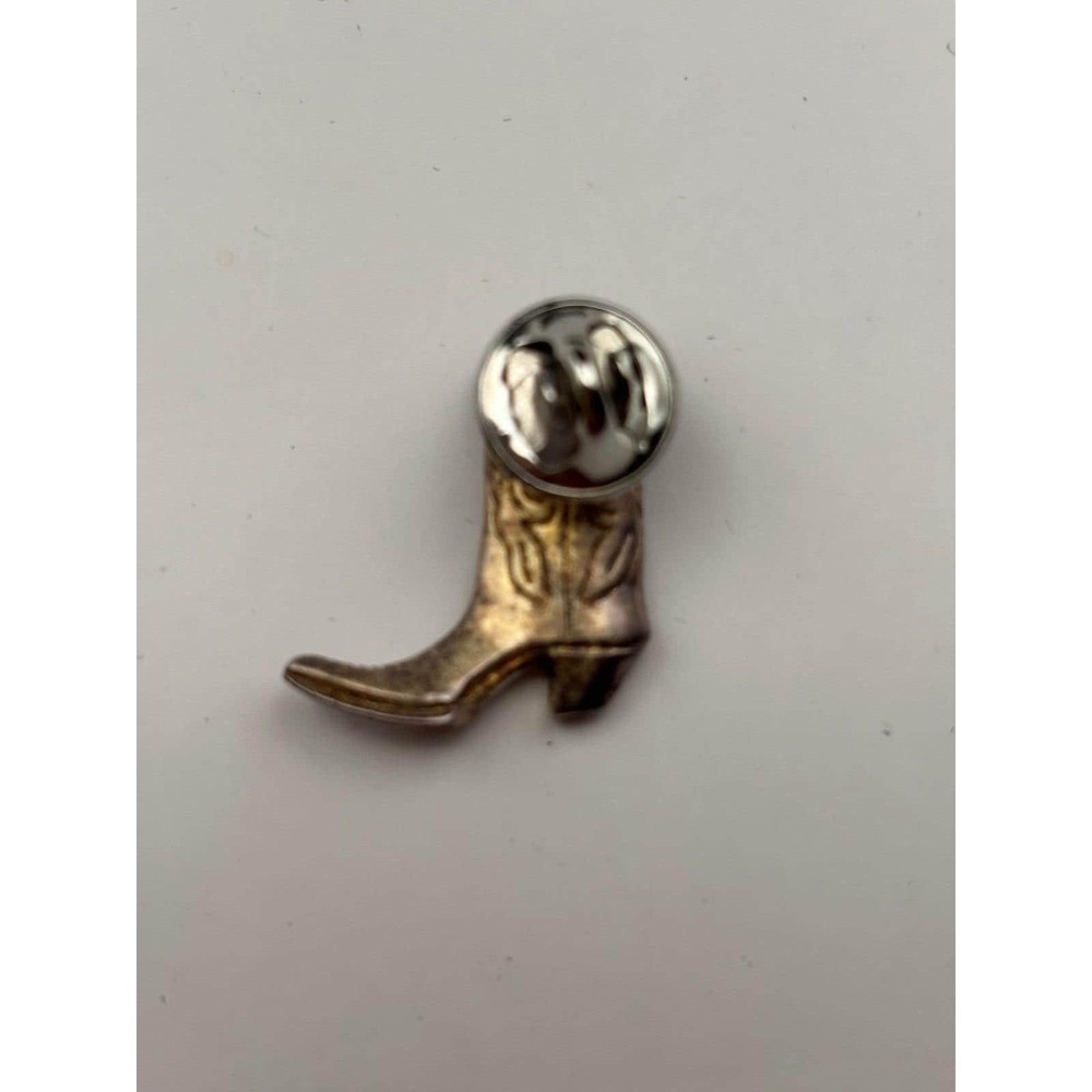 VTG Boot Silver Tone Hat/Lapel Cowboy Western Boot Pin - Picture 2 of 3